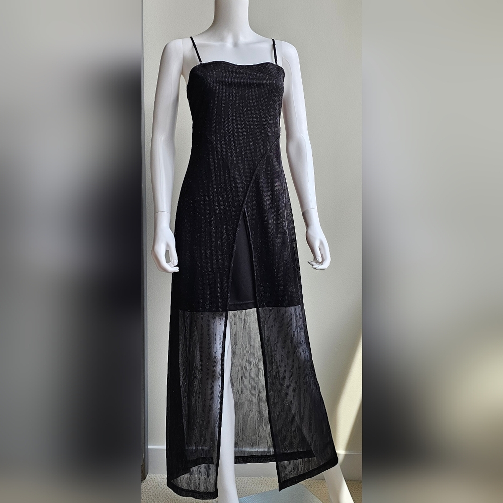 Wet Seal black shimmer dress, sz S, adjustable straps